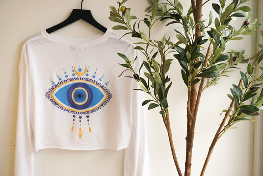 Eye of Protection Cropped Long Sleeve Tee