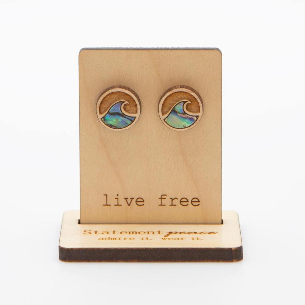 Abalone Little Waves Wooden Studs
