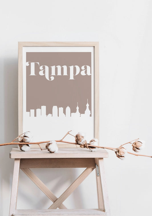 Tampa Retro Inspired Skyline Art Print