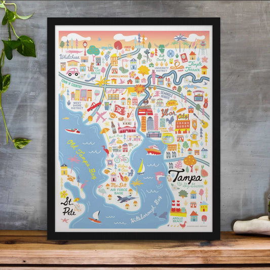 Tampa Map Day Art Print
